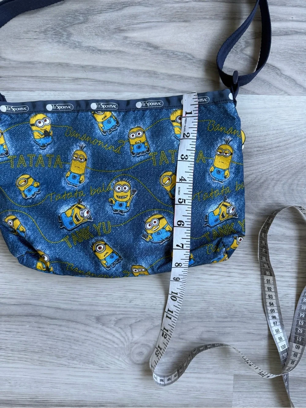 Lesportsac Blue & Yellow Minions Denim-Print Crossbody